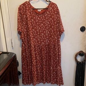 love, Fire Red Floral Midi Dress